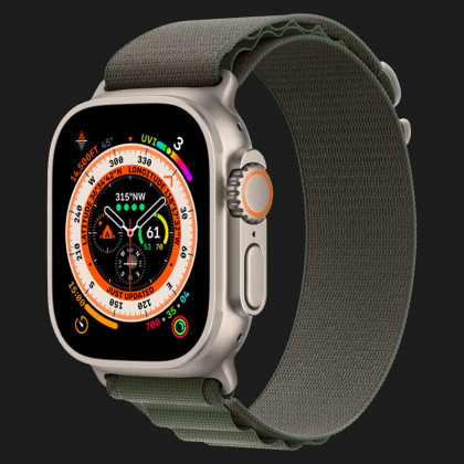 Apple Watch Ultra 49mm GPS + LTE Titanium Case with Green Alpine Loop Medium (MQFN3/MQEW3)